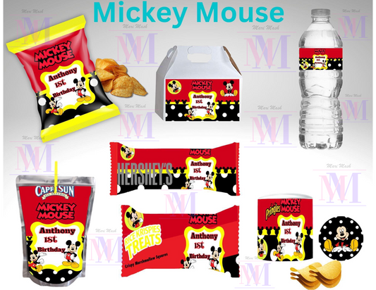 Mickey Mouse Editable Bundle Party Favor Canva Design & Templates
