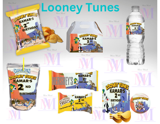 Looney Tunes Editable Bundle Party Favor Canva Design & Templates