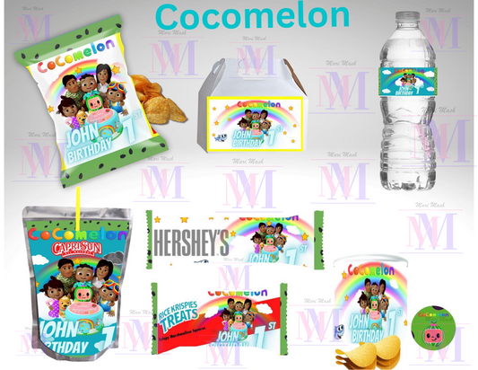 Cocomelon Editable Bundle Party Favor Canva Design & Templates