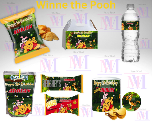 Winnie the Pooh  Bundle Party Favor Canva Design & Templates