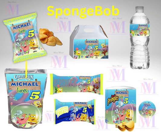 Spongebob Bundle Party Favor Canva Design & Templates