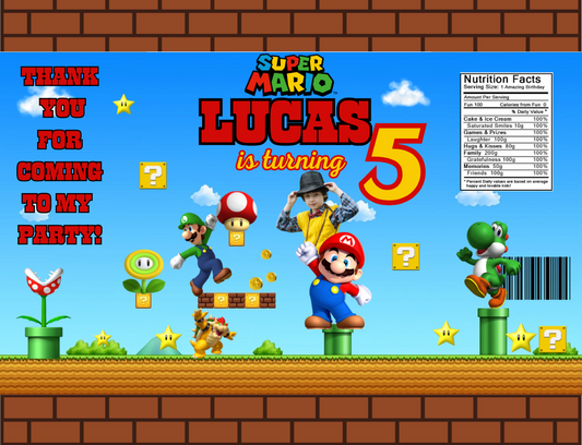 Mario Brothers Editable Bundle Party Favor Design & Templates